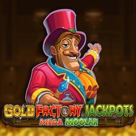 Gold Factory Jackpots Mega Moolah by Aurum Signature Studios, showcased at basssbet.gr – game logo
